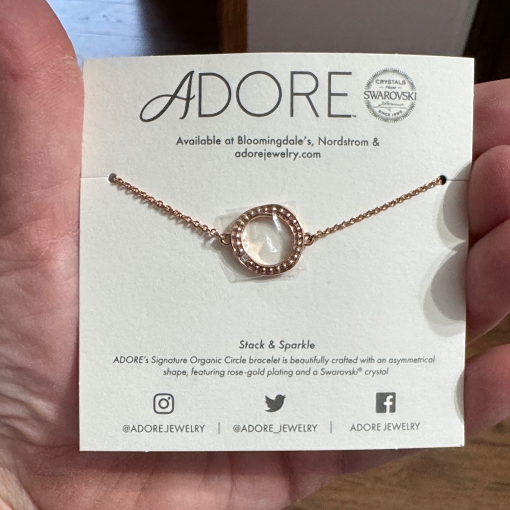Adore Rose Gold Open Circle Bracelet with Crystal Accent